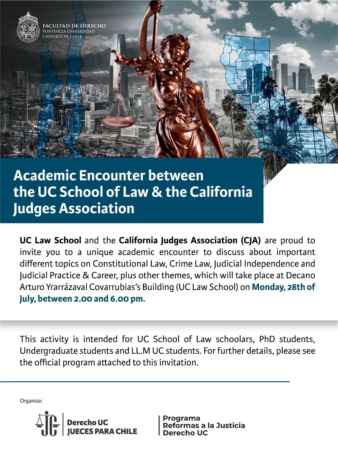 Afiche encuentro jueces california