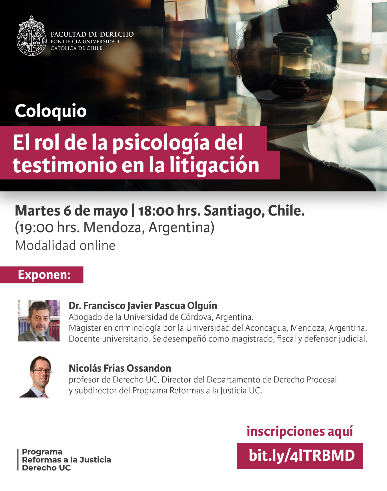Coloquio el rol de la psicología del testimonio en la litigación Afiche